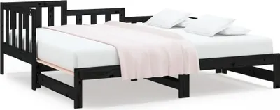 Obrázek produktu pro Výsuvná postel černá 2x (80 x 200) cm masivní borovice