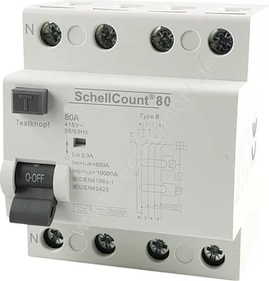 Produktbild von FI-Schutzschalter Typ B 80A 300mA 4-polig Wallbox Fehlerstromschutzschalter Allstromsensitiv RCD