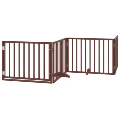 Obrázek produktu pro vidaXL Ohrada pro psy s dvířky Skládací 4 panely Hnědá 320 cm Topolové dřevo