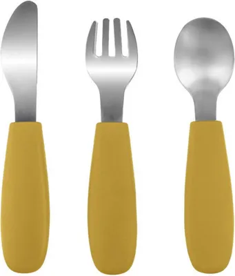 Produktbild von Ergonomisches Lernbesteck für Kinder, senfgelb, 13 cm, spülmaschinenfest