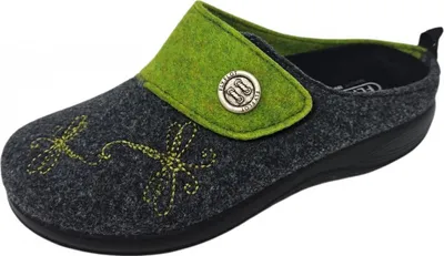 Produktbild von Fly Flot Damen Pantoffel Hausschuh Klettverschluss, Größe:42 EU, Farbe:Grün