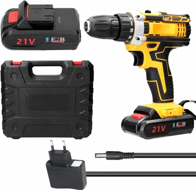 Obrázek produktu pro 21 V akumulátorová elektrická vrtačka kartáčový motor 2 nastavení rychlosti 18 převodů s otvory pro nastavení krouticího momentu Vrtačka