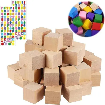 Obrázek produktu pro Dřevěné kostky na tvoření, 35 kusů, 3 x 3 x 3 cm