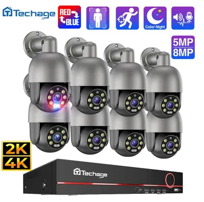 Obrázok produktu pre Bezpečnostný kamerový systém, 8-kanálový, 4K, s funkciami PTZ (otáčanie a nakláňanie), detekciou osôb pomocou umelej inteligencie a nočným videním