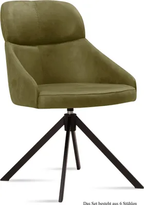 Produktbild von Esszimmerstuhl drehbar (6er-Set) Derska 52x82x63 Schwarz/Olivgrün