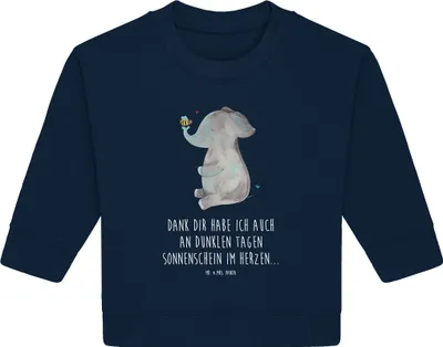 Produktbild von Mr. & Mrs. Panda Organic Baby Pullover Elefant Biene 24. - 36. Monat - French Navy - Geschenk, Heiratsantrag, Hochzeitsgeschenk, Lustige Sprüche, Liebe, Liebesspruch
