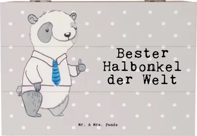 Produktbild von Mr. & Mrs. Panda Kiste Panda Bester Halbonkel der Welt 22 x 15 cm - Grau Pastell - Geschenk, Onkel, Box, geschenkkiste, Stiefgeschwister, Kleinigkeit, Familie, fotobox