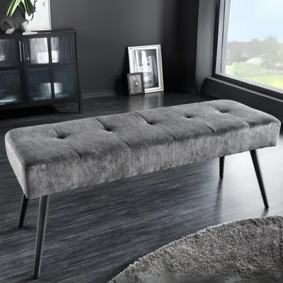 Produktbild von Moderne Sitzbank BELLE 100cm dunkel-grau Cord
