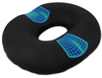 Produktbild von Orthopädisches rundes Sitzkissen aus Memory-Schaum mit Loch und Sitzring zur Linderung von Hämorrhoiden- und Steißbeinschmerzen, zur Verwendung im Büro, im Auto oder im Rollstuhl.