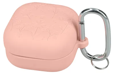 Produktbild von kwmobile Silikon Case für Samsung Galaxy Buds 4 / Galaxy Buds 4 Pro Hülle - Kopfhörer Schutzhülle mit Karabiner - Geprägtes Muster Dark Rose