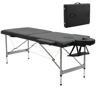 Immagine prodotto di Lettino per Massaggio Portatile e Pieghevole con Altezza Regolabile e Seduta Imbottita, 186x71x62-83 cm, Nero
