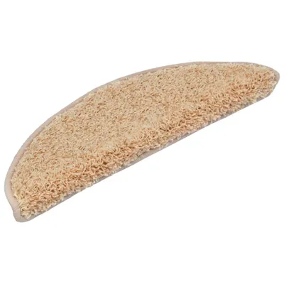 Image de Tapis d'escalier 15 pièces 56 x 17 x 3 cm Crème Demi-rond