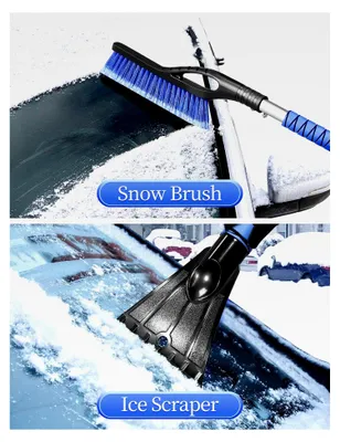 Produktbild von Eiskratzer für Autos, 69 cm Schneebürste und Eiskratzer mit Schaumstoffgriff, abnehmbarer Schneekopf für SUV, LKW, Jeep und andere Fahrzeuge - Blau