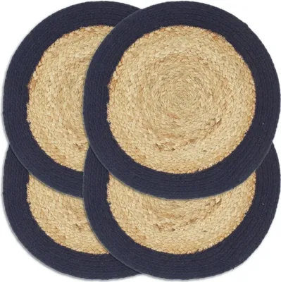 Produktbild von Tischsets 4 Stk. Natur und Marineblau 38 cm Jute und Baumwolle
