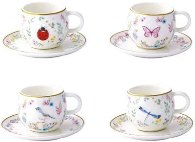 Image de Tasses et soucoupes en porcelaine Fancy Garden