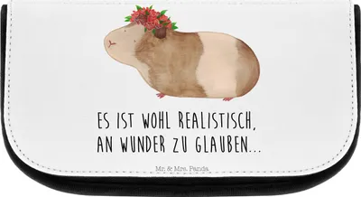 Produktbild von Mr. & Mrs. Panda Organizer Meerschweinchen Weisheit - Weiß - Geschenk, Blumenkind, Make-up, Waschtasche, Kosmetiktasche, schmink, Wunderland, Täschchen, Spruch, Wunder