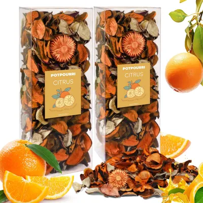 Produktbild von Potpourri Zitrusduft, 240 g Trockenblumenmix, 2er Set, für Wohnzimmer