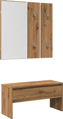 Productafbeelding van Halmeubelset bewerkt hout artisanaal eikenkleur