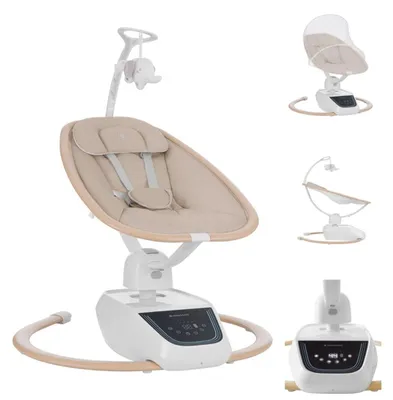 Produktbild von Kikkaboo Babywippe BeMoove elektrisch Moskitonetz Fernbedienung Melodien Timer beige