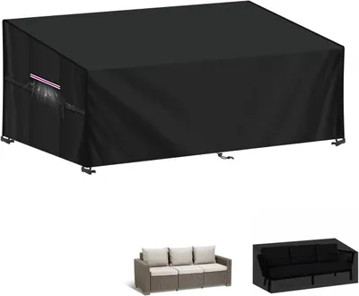 Imagen del producto de Funda protectora para banco de jardín, fabricada en Oxford 420D, impermeable, resistente a los rayos UV, de 160x85x71/61 cm, para 2-3 plazas