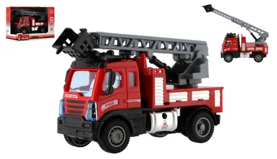 Immagine prodotto di Auto dei pompieri con scala in plastica da 13 cm a scorrimento, in confezione da 17x12x8 cm