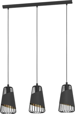 Image de Eglo 49448 AUSTELL E27 triple lampe à suspendre 765x165mm noir or