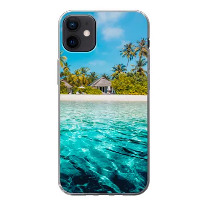 Produktbild von MuchoWow® Handyhülle Schutzhülle Hülle für iPhone 12 mini Strand - Palmen - Meer Silikon Softcase Handy Hülle - Bild