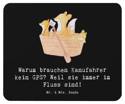 Produktbild von Mr. & Mrs. Panda Mousepad Kanu Lebensweg - Schwarz - Geschenk, Teamsport, Mauspad, Sportler, laptop, computer, pc, Kanufahren, Fluss, Mouse Pad, Abenteuer, Paddeln, Sport