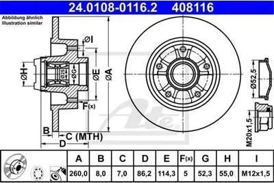 Image de 2x ATE 24.0108-0116.2 disque de frein