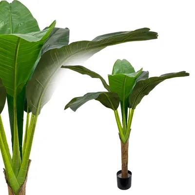 Produktbild von Bananenpalme 130 cm Künstlich wie echt Bananenbaum Kunstpflanze Kunstpalme