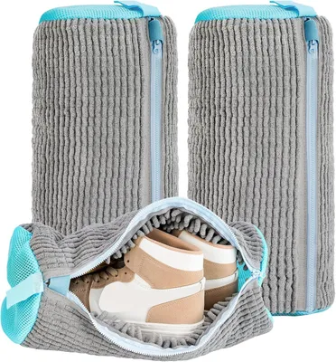 Imagen del producto de Bolsa para lavar zapatos, juego de 2 unidades, con filtro de felpa, para usar en la lavadora