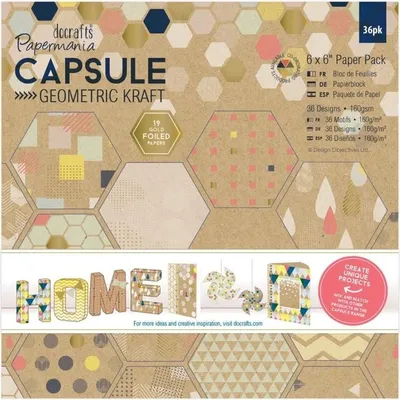 Obrázok produktu pre Docrafts Špeciálny papier 36 Geometric Kraft 15x15 cm