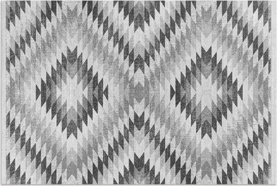 Produktbild von Graues geometrisches Muster Stoffimitat – Vinylteppich – 60x90 cm – Outdoor Teppich – Terrasse – Wetterfest – Modern