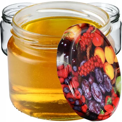 Produktbild von KADAX Einmachgläser mit Schraubdeckel, Marmeladengläser 330ml, Vorratsgläser für Marmeladen, Konfitüren, Honig, Gläser mit Schraubverschluss (Obst/50 Stück)