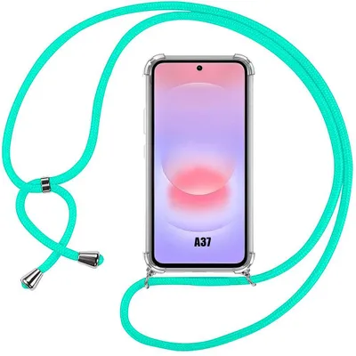 Image de Coque pour Samsung Galaxy A37 5G, Protection Renforcée Souple avec Bandoulière Réglable Turquoise