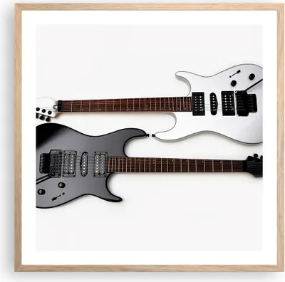Produktbild von Gerahmtes Poster - Rahmen in heller Eiche - E-Gitarren Streicher Musikinstrument - 60x60 cm - Wand Bild - Wanddeko - Wandbilder - Wandposter - Bilderrahmen - Bilder - Kunstdruck - P2NAC60x60-0369