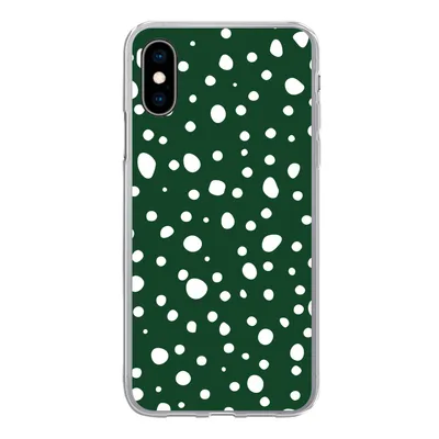 Produktbild von MuchoWow® Handyhülle Schutzhülle Hülle für iPhone X Polka dots - Weiß - Grün Silikon Softcase Handy Hülle - Handyhülle