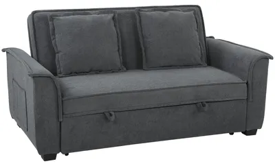 Produktbild von HOMCOM Futon-Schlafsofa, 2-Sitzer, Rückenlehne verstellbar, Dunkelgrau