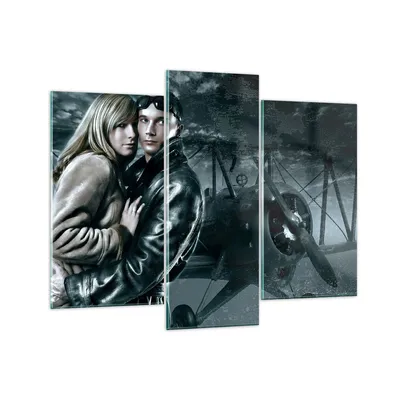 Produktbild von Bilder auf glas - Liebe Paar Avionik Flugzeug klassisches Flugzeug - 130x100cm - Glasbilder - Wandbilder - Kunstdruck - Wanddekoration aus Glas - Glas Bilder - Wandbild auf Glas - GCB130x100-0313