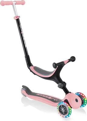 Produktbild von GLOBBER GO-UP FOLDABLE LIGHTS – 3 in 1 Dreirad, 120/80 mm, ABEC 5, 3-rädrig, höhenverstellbar, LED-Rollen, pastellrosa