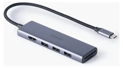 Produktbild von Ugreen 20956A, USB Typ-C, HDMI, USB 3.0, 5000 Mbit/s, 3840 x 2160, Silber, Rundkabel