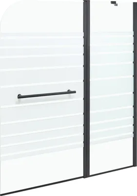 Obrázok produktu pre BELIANI Sprchová zástena na vaňu s dvierkami čierna priehľadná matné tvrdené sklo hliník nehrdzavejúca oceľ 140 x 120 cm minimalistický dizajn