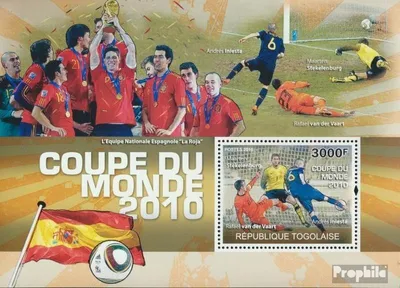 Produktbild von Briefmarken Togo 2010 Mi Block 548 (kompl. Ausgabe) postfrisch Fußballweltmeisterschaft 2010