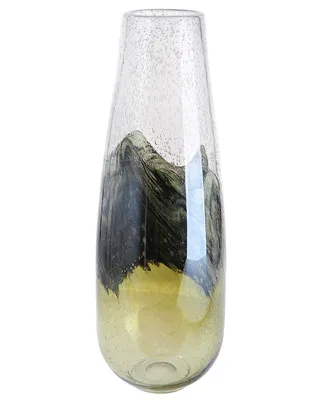 Productafbeelding van Gilde GlasArt vaas "Florenz", groen/bruin/helder glas. Lengte: 17,0 cm, Breedte: 17,0 cm, Hoogte: 48,0 cm. Artikelnummer: 39111
