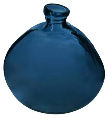 Vase aus recyceltem Glas, D 20 x H 23 cm, blau