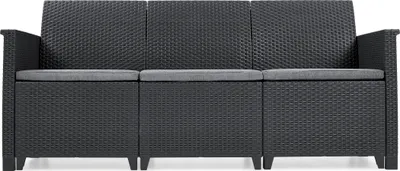 Produktbild von Keter Lounge Set Emma für 5 Personen, 3er Sofa + 2 Sessel + Tisch + Sitzauflagen, graphit