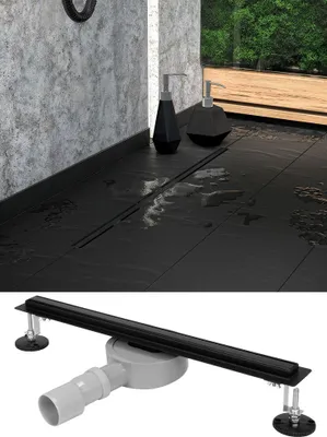 Immagine prodotto di Canaletta doccia, scarico a pavimento 70 cm Slim Black