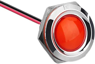 Image de Voyant LED métallique rouge, 25 mm, étanche, 9-24 V