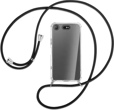 Produktbild von Handykette Backcover-Schutzhülle mit Band (Metall silberfarben) für Sony Xperia XZ1 Compact - schwarz