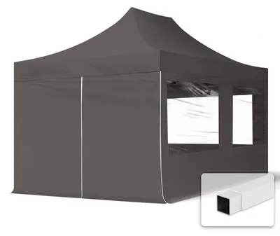 Produktbild von TOOLPORT 3x4,5m Stahl Faltpavillon, inkl. 4 Seitenteile, dunkelgrau